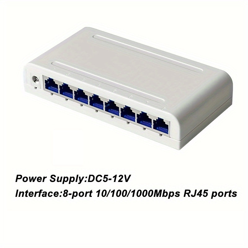 Conmutador de red Ethernet Gigabit de 5 puertos / 8 puertos, 5/8 puertos Gigabit, admite red de 10/100/1000 Mbps, plug-and-play, fácil de transportar e instalar, divisor de red Gigabit, centro de red, conmutador de red doméstica pequeña, adaptador de red