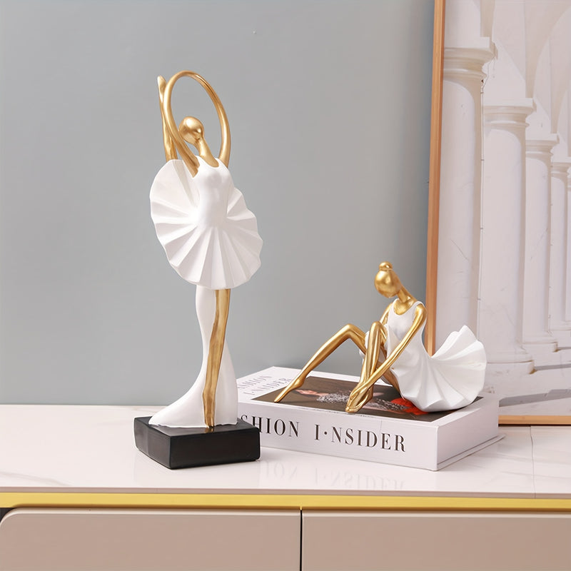 Escultura de Resina Elegante Bailarina de Ballet Dorada - Decoración Estilosa para Salón, Dormitorio o Estudio - ¡El Regalo Perfecto de San Valentín para Amigos y Enamorados!