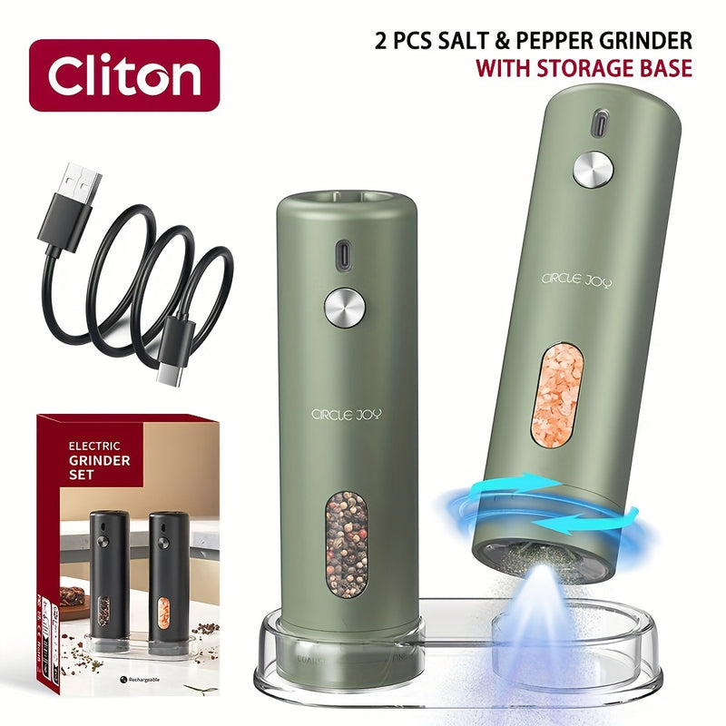 Moledor de Pimienta Eléctrico Recargable, Juego con Contenedor de 110ml, Grano Ajustable Externo, Luz LED Blanca y Operación con Una Mano para Cocina, BBQ y Regalos