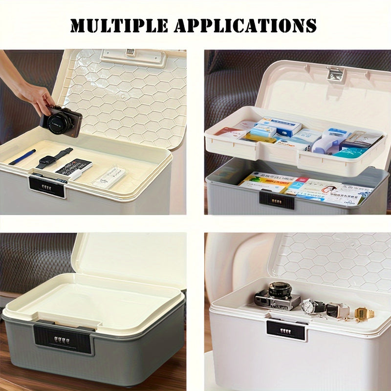 Caja de Almacenamiento con Cerradura y Teclado Numérico - Cajón Seguro por Combinación para Objetos de Valor, Documentos y Electrónica | Material Duradero para Organización en Casa, Oficina o Coche