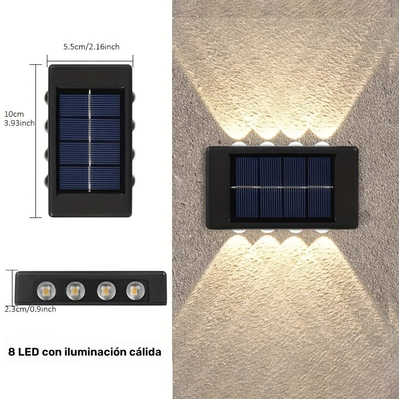 4 o 6 luces solares para pared, 8 LED, iluminación decorativa para jardín, patio o villa, montaje semiempotrado, material plástico, carga solar, batería de níquel de 600 mAh, sin control remoto, incluye hardware de instalación