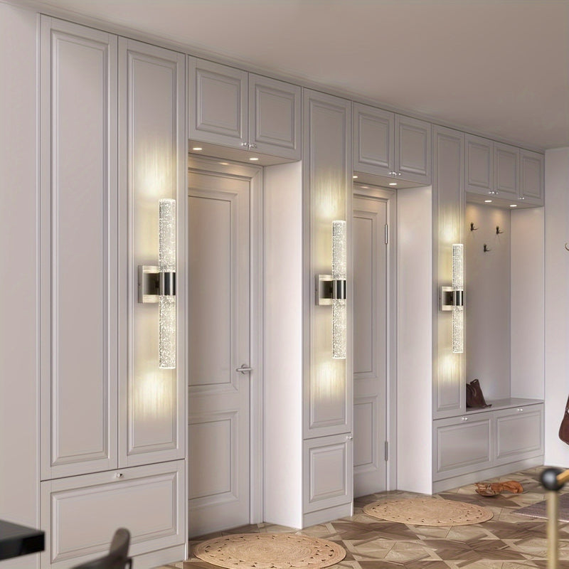 Aplique Moderno para Baño Aplique Plateado Iluminación de Pared Aplique de Pared LED de Cristal 39.88 cm 5000K Aplique de Tocador de Baño Montado en Pared Vertical y Horizontal para Dormitorio y Sala de Estar