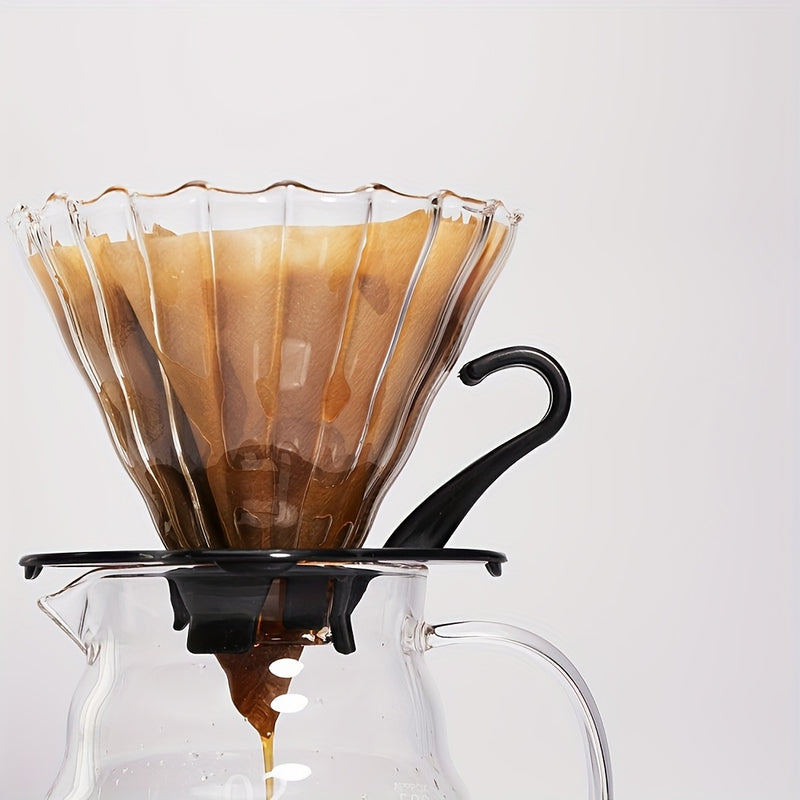 Juego de tres piezas de cafetera de vidrio de borosilicato resistente al calor, con taza de filtro con asa desmontable, cafetera de goteo transparente, adecuada para café preparado a mano, elección ideal para el hogar, oficina, cafetería, disponible en t
