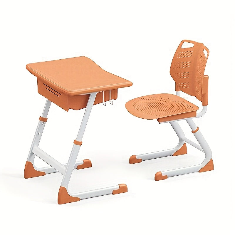 Juego de mesa y silla de estudio ergonómica ajustable - Marco de metal duradero, azul y blanco, ideal para el hogar, la escuela o el entrenamiento, escritorio escolar | Altura ajustable | Diseño ergonómico, mesa de estudio
