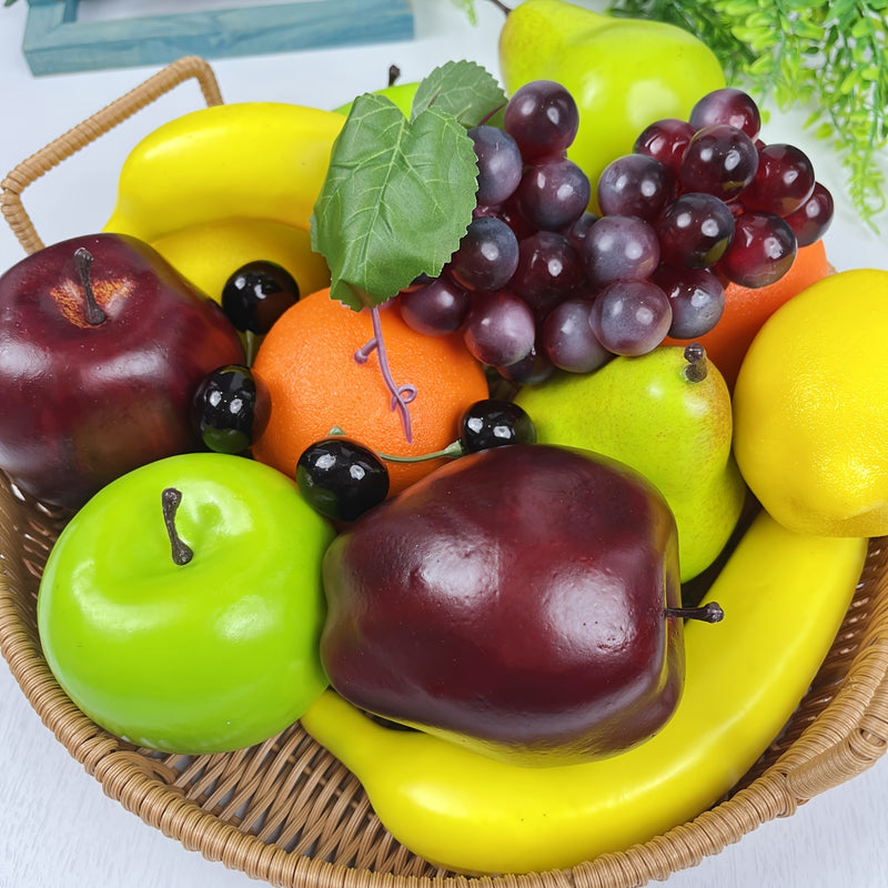 Juego de 21 piezas de frutas y verduras artificiales, con aspecto realista, ideal para decoración de cocina, restaurante y fiestas