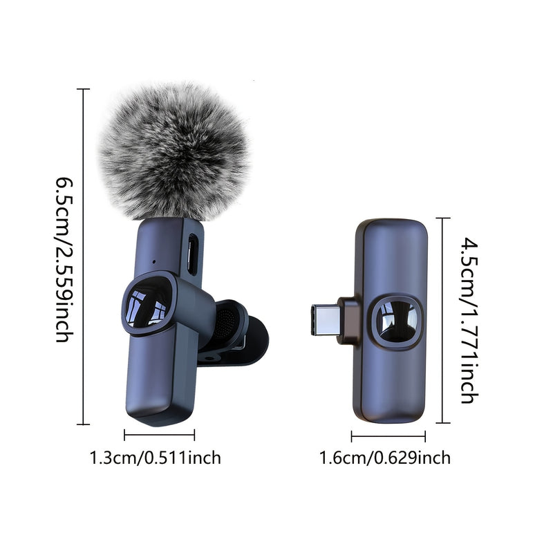 1pc Micrófono inalámbrico Lavalier, USB Type C omnidireccional con clip, grabación de un toque, carga USB, batería recargable de polímero de litio, para streaming y grabación - Inalámbrico, ≤36V