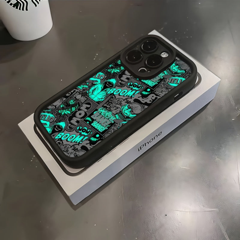 Funda de teléfono cómica de grafiti oscuro compatible con Iphone 16, 15, 14, 13, 12, 11 Pro Max, Mini, XR, XS, X, 7, 8 Plus, con un respaldo de TPU suave para protección contra caídas.