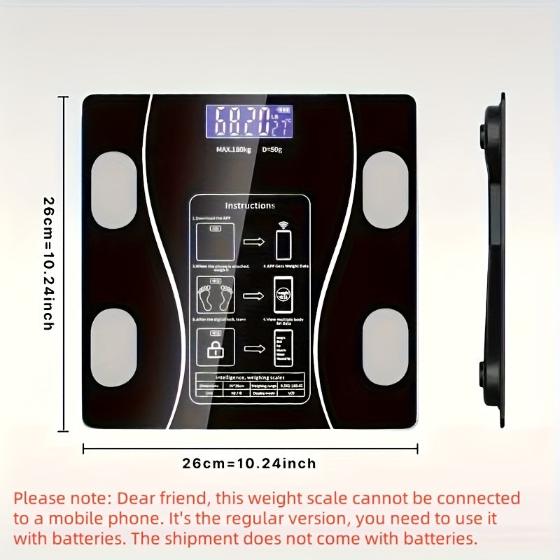 Báscula digital para baño en negro elegante con pantalla de temperatura, medición de peso precisa, funciona con pilas, pantalla LCD fácil de leer, diseño compacto para uso en el hogar y el baño