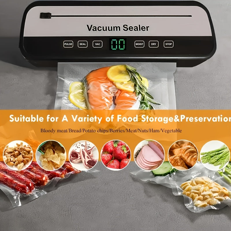 Máquina de sellado multifuncional para el hogar, sellador de alimentos negro simple y elegante, sella alimentos secos y húmedos, polvo de condimento, adecuado para varios escenarios, pequeño regalo de cocina.