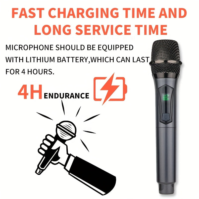 Microfono sin varillas DOSLNLYA con Receptor - Señal Estable de Largo Alcance, Carga Rápida USB-C Dual Power, Compatible con Máquinas de Karaoke, DJ, Bodas, Fiestas y Home Theater - Micrófono Profesional para Cantar, Control Funcional, Diseño Elegante, A