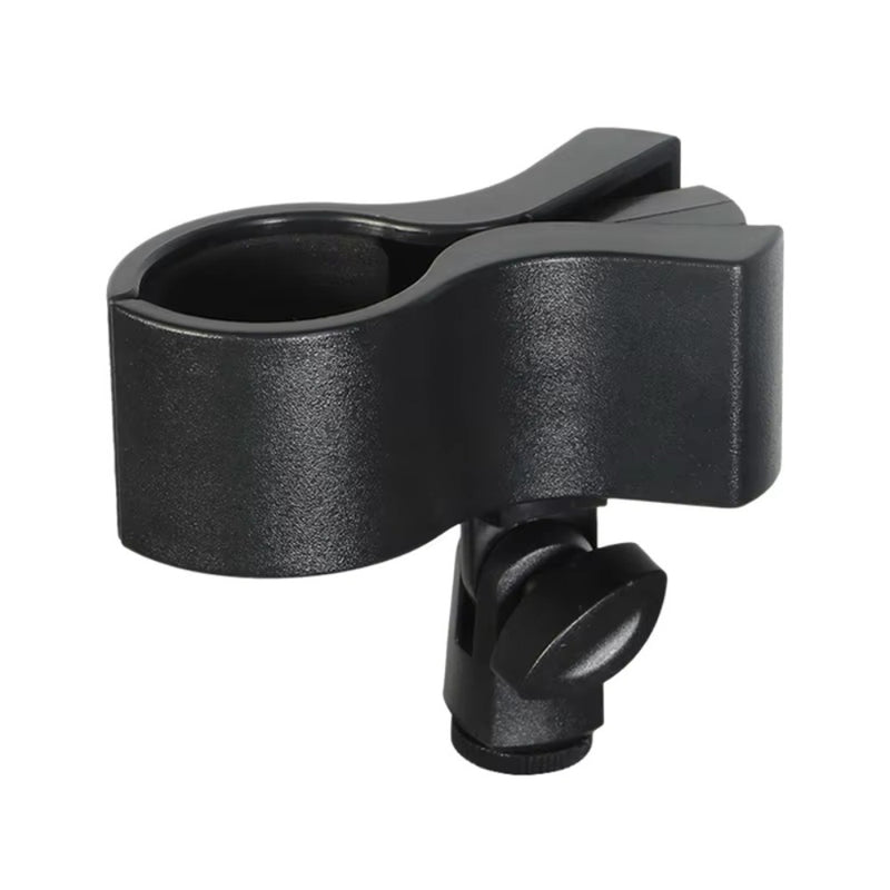 Abrazadera de Micró!fono Versátil con Adaptador - Soporte Manual Resistente y Flexible para Micrófonos de 3-6cm, Instalación Fácil, Negro