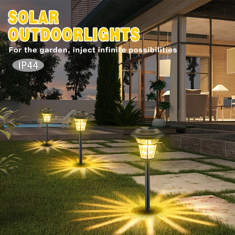 6 piezas de luces LED solares para jardín, luces de cristal para caminos para césped, luces de tierra para exteriores aptas para patios, jardines, villas, parques y luces de ambiente decorativas de Halloween.