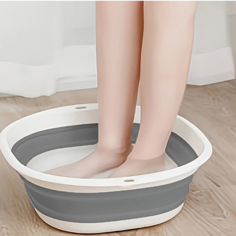 Bañera Portátil Plegable para Remojar Pies - Diseño Ergonómico con Tapa, Ideal para Viajes y Hogar, Material Plástico Duradero, Cuidado Cómodo de los Pies, Estilo Moderno, Superficie Fácil de Limpiar