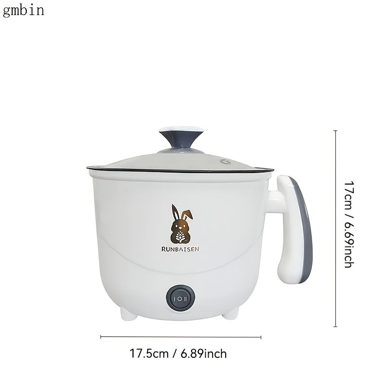 1pc Olla Eléctrica Blanca Multifuncional de Una Capa, Enchufe Americano 110V-130V, No Requiere Batería, Muy Adecuada para Hogar, Residencia Universitaria, Oficina - Para Freír, Estofar, Cocinar al Vapor