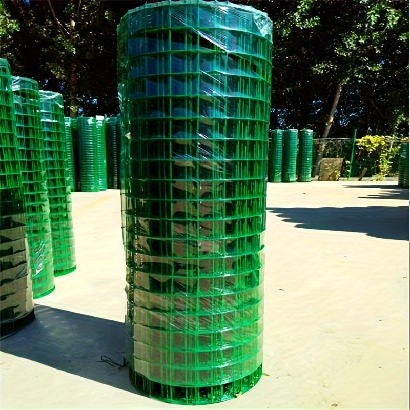 Malla de alambre galvanizado recubierta de PVC, varios tamaños disponibles, diseño de cuadros verdes, ideal para gallineros, cercas de jardín y vallas decorativas exteriores
