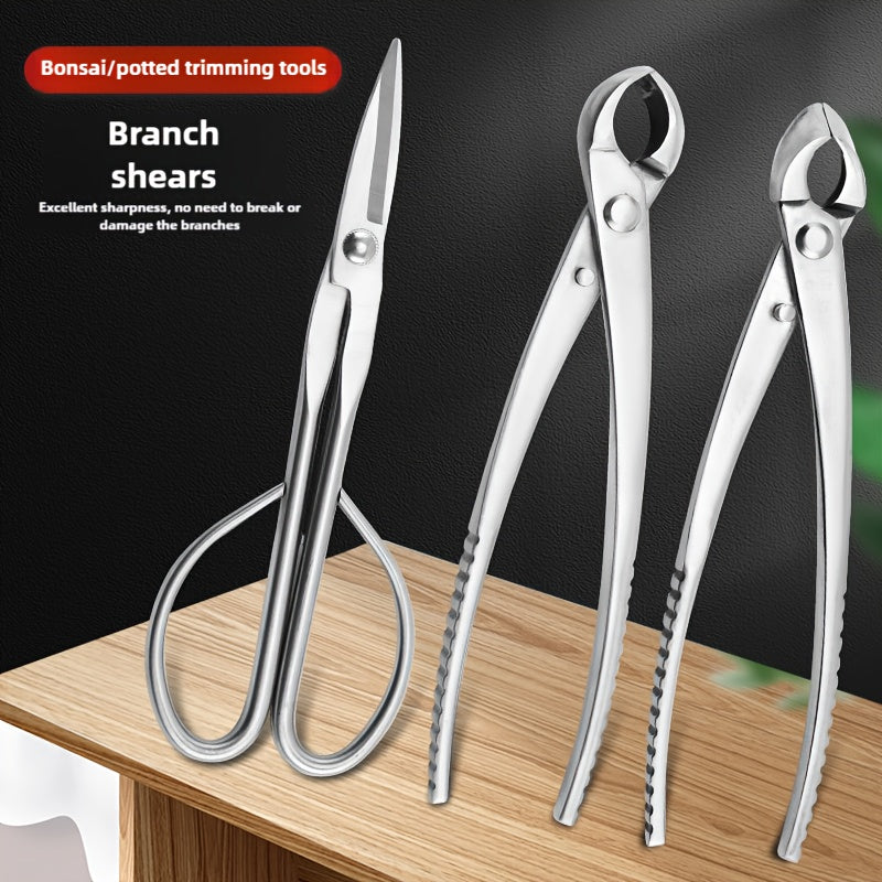 Tenazas de Acero Inoxidable 420 para Podar Bonsáis, Tijeras de Jardinería con Corte Diagonal y Mango Ergonómico para Cortes Precisos en Raíces y Ramas
