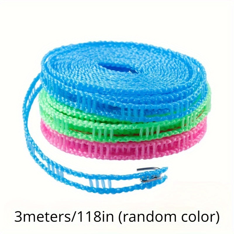 Cuerda de Ropa de Nylon Elástica - Sin Perforación, para Secado de Edredones y Ropa en Interiores/Exteriores, Varillas de Secado