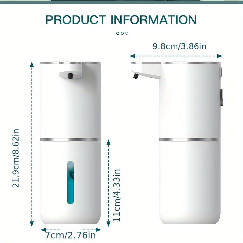 Dispensador de jabón sin contacto, dispensador automático de jabón, dispensador de jabón de pared para baño con carga rápida USB y pantalla de energía, 4 configuraciones ajustables, capacidad de 12.85 oz