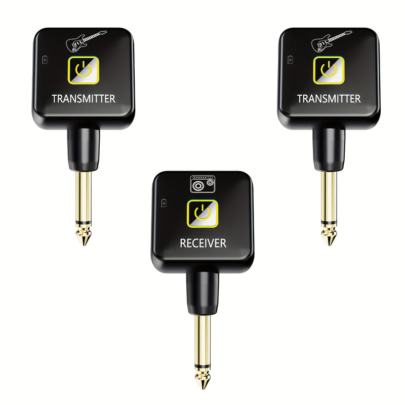 Mini Sistema Inalámbrico de Guitarra de 2.4GHz con Batería Recargable y Transmisor-Receptor de 4 Canales de Señal para Guitarra, Bajo y Otros Instrumentos Eléctricos