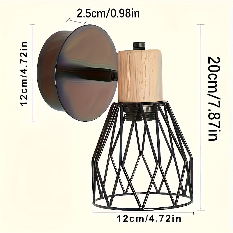 2 Piezas de Luz de Pared Semi-Encastrada Moderna con Diseño de Jaula Metálica - Estilo Industrial, Adecuada para Dormitorio o Sala de Estar - Base E26/E27 No Incluida, Iluminación para Dormitorio | Luz de Pared Moderna | Jaula Metálica 85V-265V