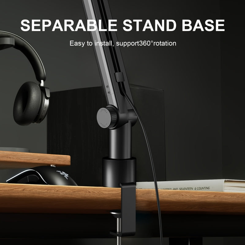 Ajustable Microfono Scissor Arm con Canal de Cable - Boom de Suspensión Compacto para Blue Yeti, Snowball iCE, HyperX QuadCast, SoloCast, Elgato Wave - Aleación Duradera, Conexión XLR, Equipo de Grabación de Estudio | Acabado Negro Liso | Ajustable Boom