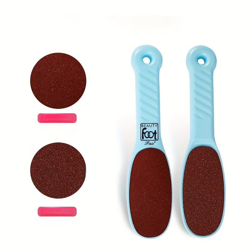 Lima de pie de plástico hipoalergénico con superficie de abrasivo rojo - Herramienta de exfoliación de doble cara para eliminar la piel muerta y callos, ideal para el cuidado del talón y la suela, herramienta de cuidado de pies | Diseño ergonómico | Text