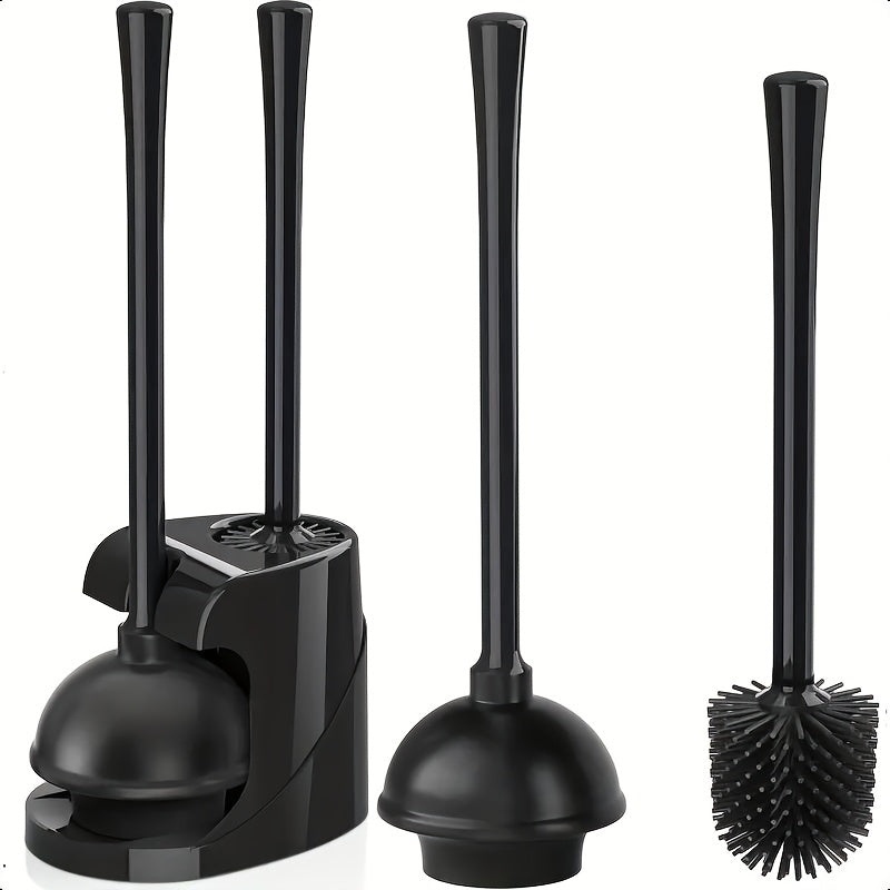 Juego de Cepillo y Desatascador de Inodoro 2 en 1 - Cabeza Giratoria, Plástico Duradero, Kit de Limpieza para Baño, Accesorios de Baño
