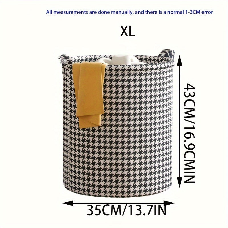1pieza Cesta de ropa plegable contemporánea, canasta de almacenamiento de tela ovalada con asas, dirección de patrón aleatorio versátil, para dormitorio, baño, sala de estar - Accesorio para el hogar, Canastas de ropa