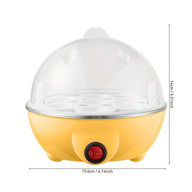 Cocedor de Huevos Eléctrico Compacto VIVIDAY con Tapa Transparente - Mini Maquinilla de Desayuno Portátil, 110V, Material PP, Diseño Amarillo y Blanco, Enchufe Estadounidense, Ideal para la Nutrición en Cocina Doméstica, VIVIDAY