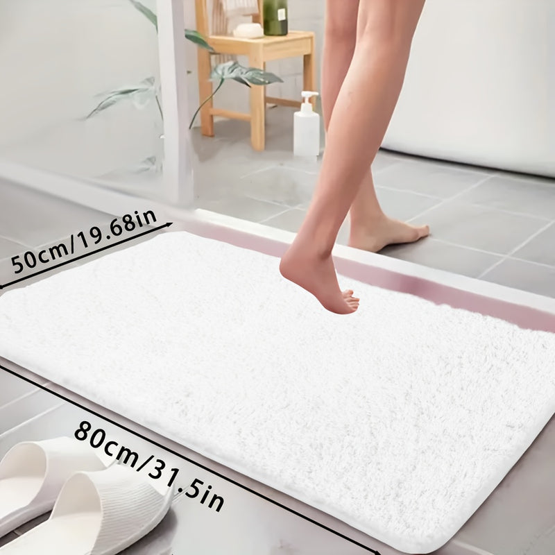 Alfombrilla de baño de lana coral ultra suave - Resistente al deslizamiento, absorbente y resistente a la decoloración, con superficie rosada y borde blanco, ideal para decoración del hogar, Navidad y accesorios de baño, alfombrilla de baño de piso