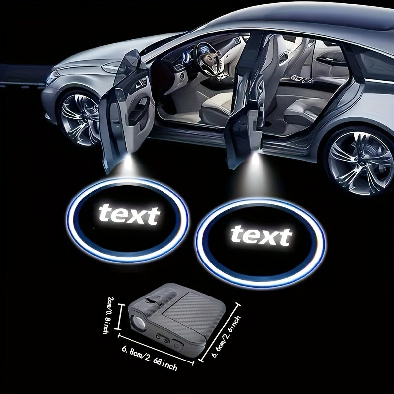 Paquete de 2 luces de bienvenida para puertas de coche LED fáciles de instalar, adecuadas para varios vehículos, coche, SUV, camión, equipo universal de moda, sin batería.