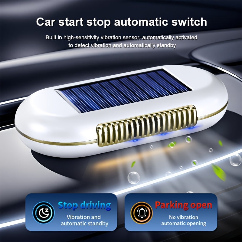 1pc Purificador de Aire Solar para Coche, Eficacia de 7 Días en la Purificación del Aire, Eliminación de Olores y Desinfección, Generador de Ozono con Función de Estacionamiento Automático, Carga Solar, Matrícula