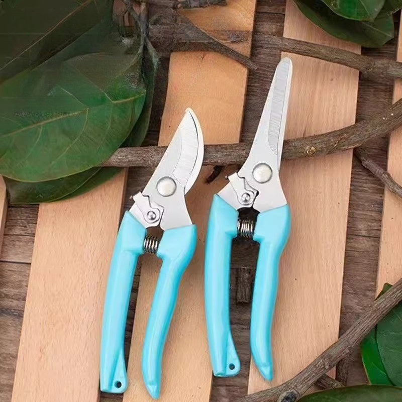2 Piezas de Tijeras de Jardín (Azules), Set Premium de Tijeras de Poda, Cortaúñas y Cuchillas Rectas para Jardinería, Acero al Carbono Afilado, Tijeras Florales para Recortar Flores, Plantas y Bonsái, Ideales para Frutas