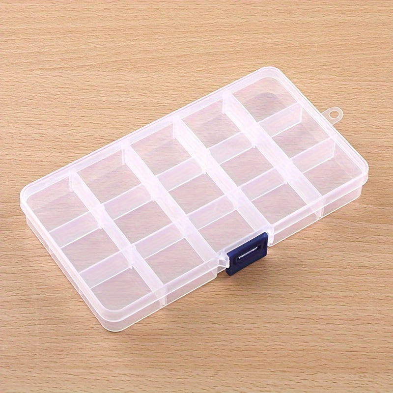 1pc Caja Transparente Desmontable De 15 Rejillas, Almacenamiento De Joyas, Caja De Medicamentos Clasificada, Caja De Agujas Y Hilos De Maquillaje, Caja De Clasificación De Tornillos Y Clavos, Organizador De Suministros De Pesca
