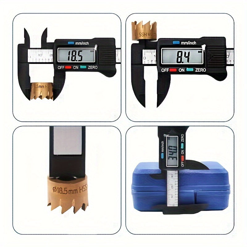 Calibre Digital de Precisión 6 Pulgadas/4 Pulgadas - Esfera de Fibra de Carbono, Herramienta de Medición Micrómetro Vernier con Batería No Recargable