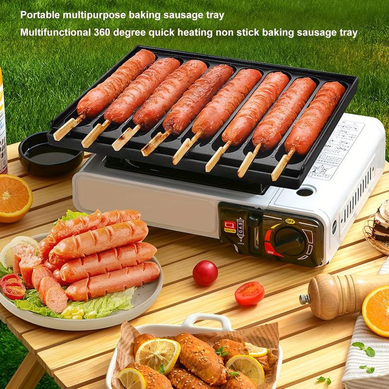 Sartén para Salchichas Antiadherente Versátil - Apta para 6/8 Hot Dogs, Perfecta para Barbacoas en Interiores y Exteriores, Fácil de Limpiar y Diseño que Ahorra Espacio