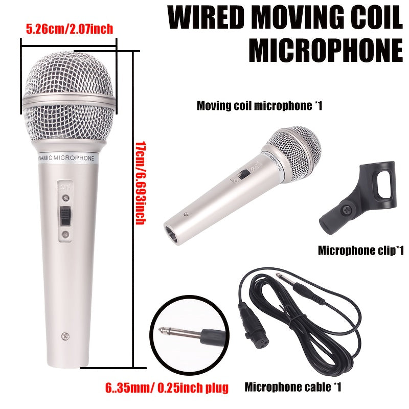 1 micrófono de bobina móvil con cable profesional Rzosom, micrófono dinámico de mano con conector de 6,35 mm, patrón polar unidireccional, para karaoke, sistemas de megafonía, amplificadores, mezcladores, teclados electrónicos, transmisión en vivo, graba