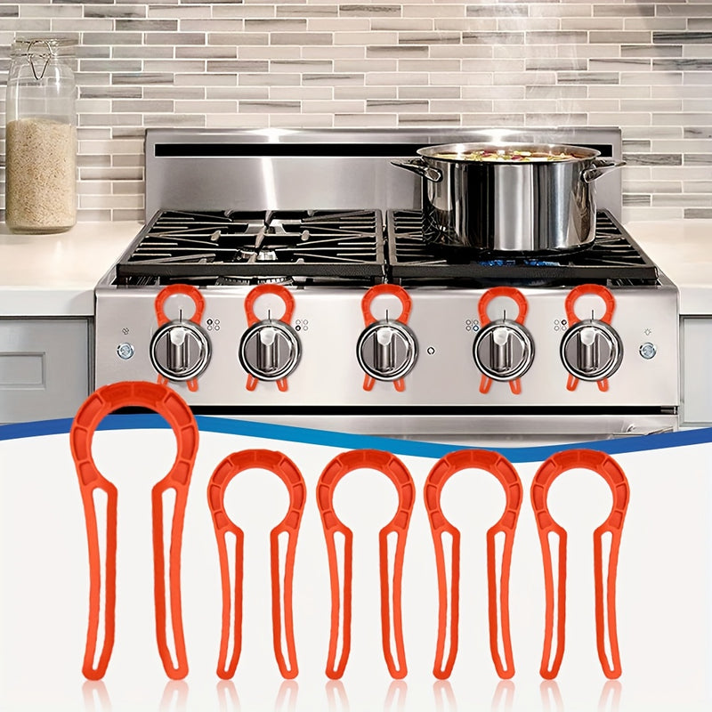 2 piezas de Bloqueos para Manijas de Estufa de Gas Infantiles - Plástico Duradero, Diseño Rojo Fácil de Agarrar para Uso Seguro en Cocina y Dormitorio, Evita Presiones Accidentales de Botones, Protección Fuerte de Seguridad, Protectores para la Parte Sup
