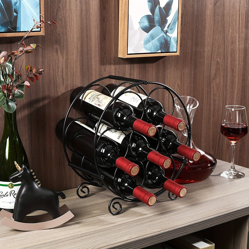 Soporte para Vino de Hierro al Estilo Europeo Elegante - Soporte Decorativo de Mesa para Múltiples Botellas, Diseño Metálico Resistente para Decoración del Hogar y Almacenamiento de Vinos