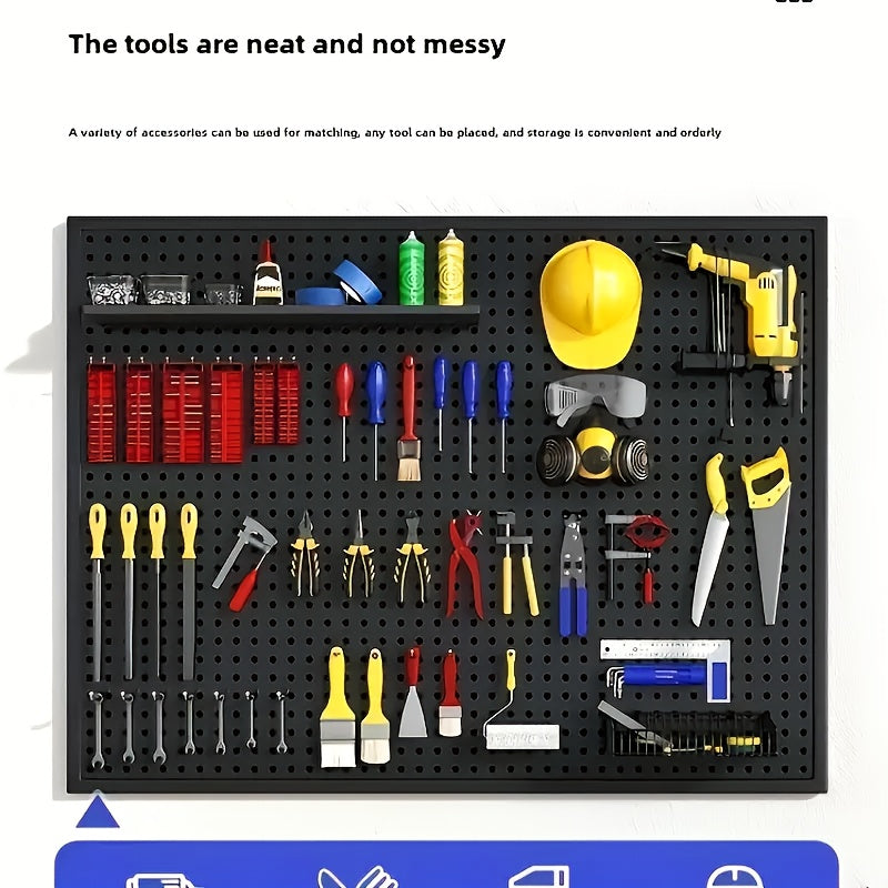 Kit organizador modular para colgar sin taladro, con diseño rectangular pintado, incluye 30 ganchos, 3 bandejas profundas y 3 bandejas poco profundas, solución de almacenamiento conectable para pared