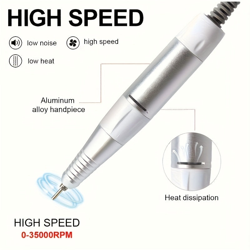 GZYDD Taladro Eléctrico Profesional para Uñas - 35000 RPM, Conector de 5 Pines para Manicura y Pedicura, Arte en Uñas, Compatible con Máquinas Profesionales de Pulido y Lijado, Herramienta Robusta, Diseño Ergonómico, Precisión en el Lijado, Equipo para S
