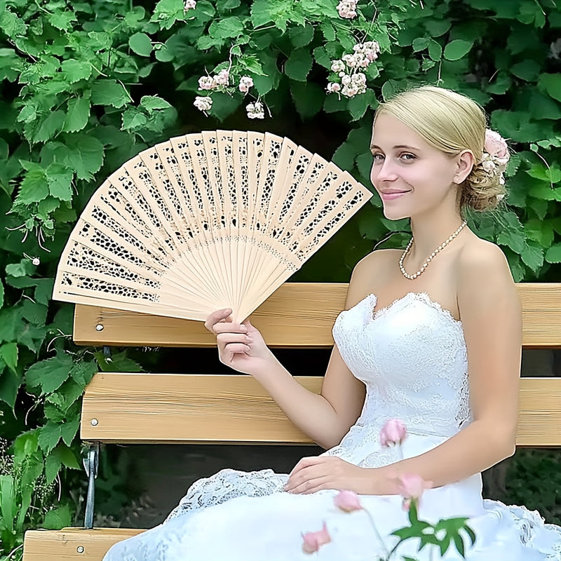 30 abanicos de boda de bambú vintage - Diseño floral elegante, compactos y portátiles, ideales para decoraciones de fiestas de boda y regalos de verano, decoraciones de boda, perfectos para Navidad, ideal para Acción de Gracias.
