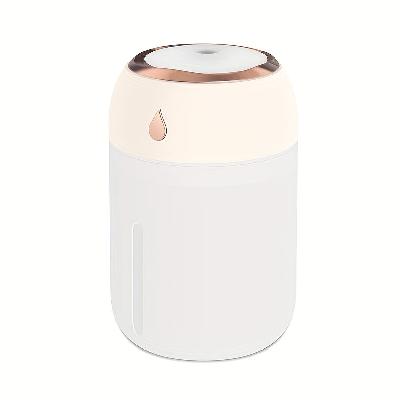 Humidificador Mini Portátil con Luz Nocturna LED, Alimentado por USB 330ml de Niebla, Tecnología de Onda de Sonido Silenciosa de 26dB para Coche, Oficina, Dormitorio - Difusor de Aceites Esenciales, Gris