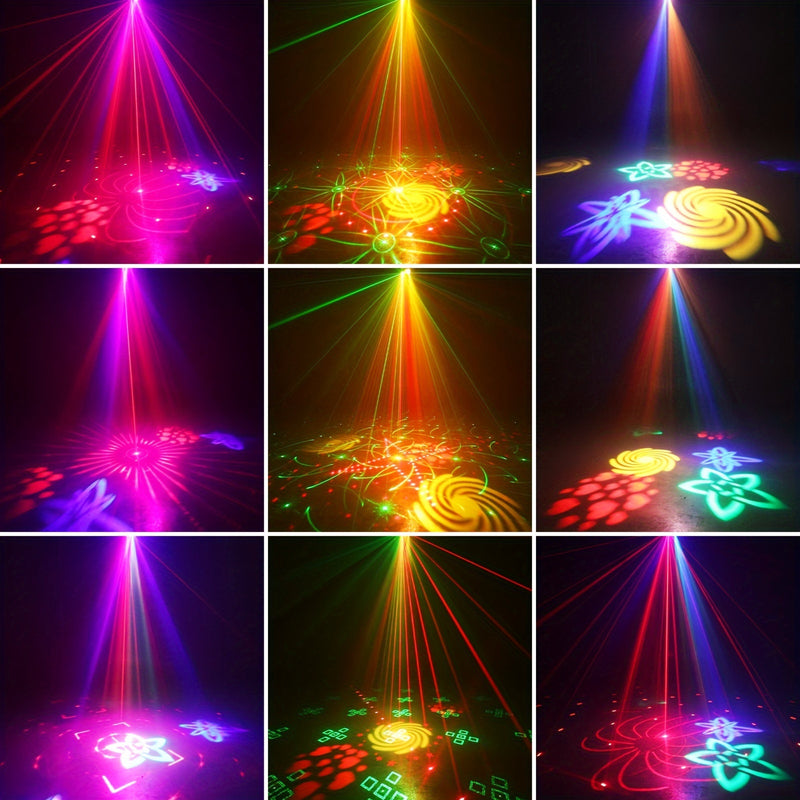 Luz de fiesta YSH USB 3-en-1, lámpara de discoteca activada por sonido DJ con control remoto, luz estroboscópica de proyector RGB, luces LED, soporte no extraíble, alimentada por USB, tensión de funcionamiento ≤36V, material de sombra de lámpara de plást