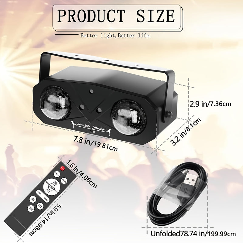 Paquete Definitivo de Fiesta Disco Mslitely: Luces de Bola Doble con Efectos de Ondas de Agua y Estrellas, 3 Luces Láser, Activación por Sonido y Control Remoto - Perfecto para Celebraciones en Casa, Cumpleaños, Halloween y Decoración Navideña