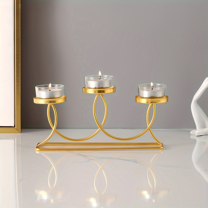 Portavelas Dorado de Múltiples Cabezas - Elegante Adorno de Mesa en Hierro con Acabado Pintura Horneada para Halloween, Navidad, Eid, Acción de Gracias - Sin Necesidad de Electricidad