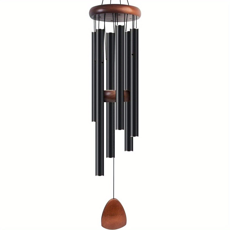 Campana de Viento Grande para Exterior/Interior - Campana Negra de Aluminio Resistente con Sonidos Relajantes, Decoración para Jardín, Patio, Hogar u Oficina - Sin Necesidad de Electricidad, Regalo Perfecto para Adultos en Navidad/Acción de Gracias/Fiest