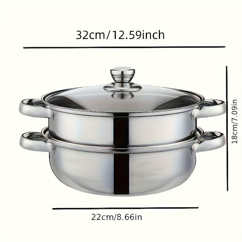 Set de vaporizador de acero inoxidable - 1 pieza de doble capa, diseño engrosado, compatible con inducción y estufa de gas, ideal para cocinar y hostelería, uso adulto