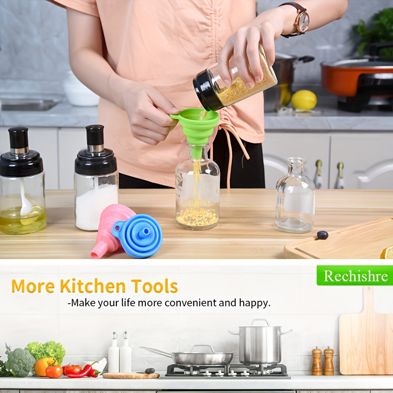 1 Paquete de Embudo Plegable - TPU Seguro para Alimentos, Diseño Ahorrador de Espacio para Líquidos e Ingredientes Secos, Uso en Cocina y Automoción, Campamento - Color Aleatorio, Esenciales de Cocina | Goma Resistente al Calor