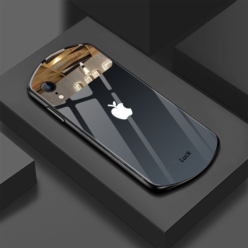 Estuche para teléfono de pareja con espejo ovalado y diseño engradado, compatible con Apple iPhone/16promax/16/15/14/12/11. Lujo ligero, moderno, resistente y visualmente atractivo: el regalo perfecto